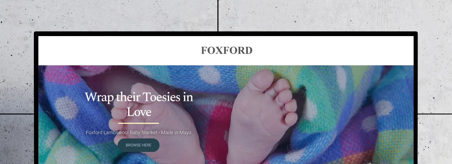 The website on a large monitor