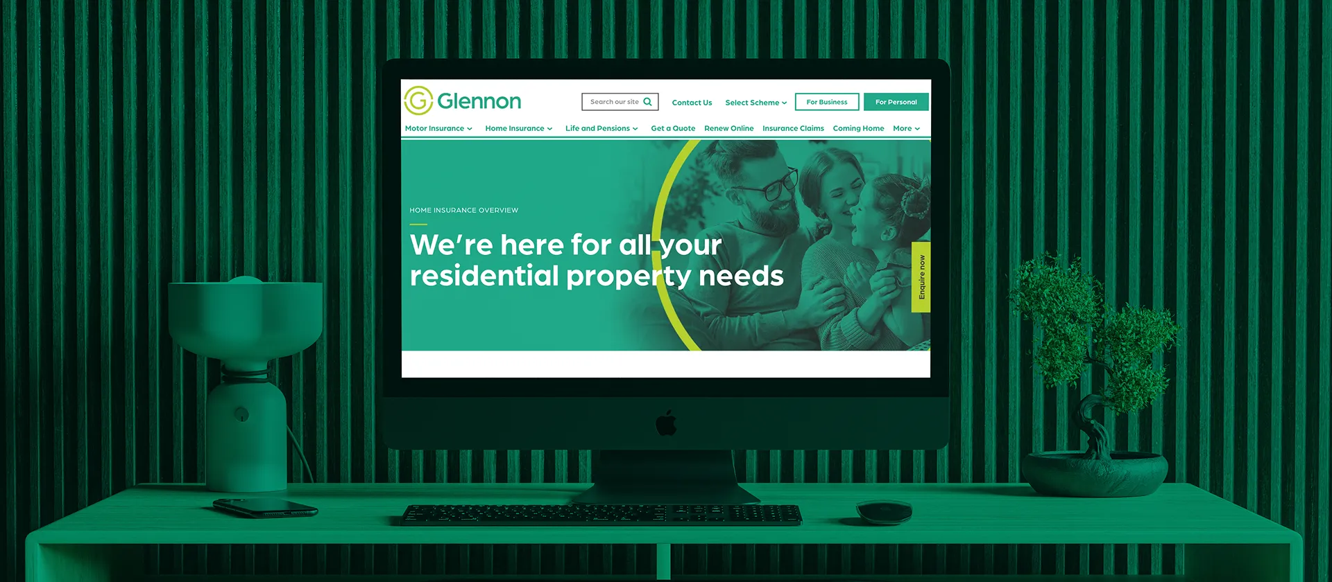 New Glennon's website desktop view