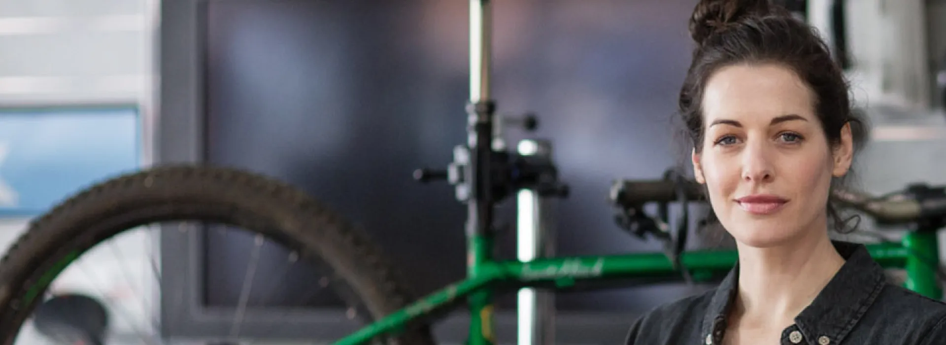 Woman beside a bicycle