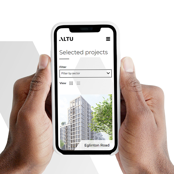Mobile version of website Altu Architects